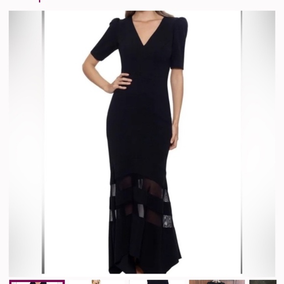 Xscape black gown with mesh bottom - Picture 5 of 7